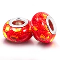 Rote Harzperle mit Goldflocken und Silberkern für DIY-Armbänder im Pandora-Stil - Hellroter Fragment-Pailletten-Stil (004)