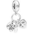 Silver baby-themed charm with tiny sneakers, feeding bottle, and heart-shaped pendant - Baby Shoes Bottle Heart (013)