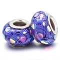 Two dark purple resin beads with iridescent scales for DIY snake chain bracelets - Deep Purple Iridescent Sequin Style (005)