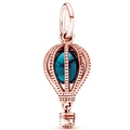 Charm mongolfiera oro rosa con perla blu e cesto a cuore per bracciale fai-da-te - Stile Mongolfiera Blu (009)