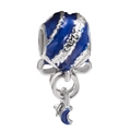 Charme de montgolfière en émail bleu profond avec nœud argenté et pendentif lune - 042-dingli / Spécification Standard