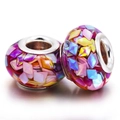 DIY charm bead for snake chain with colorful resin and iridescent geometric flakes - Multicolor Gradient Iridescent Style (007)