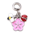 Abalorio de plata con colgantes de abeja flor y mariquita esmaltados para pulseras DIY - Estilo Abeja Flor Mariquita (010)