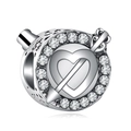 Silver charm with sparkling heart and arrow design featuring clear cubic zirconia accents - Arrow Through Heart Silver (019)