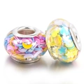 Colorful resin large hole beads with moon and star sequins for DIY charm bracelets - Mixed Candy Star and Moon Sequin Style (029)