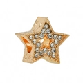 Abalorio de estrella dorada con cristales brillantes para pulseras DIY y joyas - Estilo Pentagrama Pavé Oro (014)