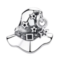 Wizard hat charm in vintage style silver with hanging hollow star for DIY bracelets - Vintage Witch Hat Star (005)