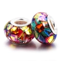 Colorful iridescent resin large hole beads for DIY charm bracelets and jewelry making - Iridescent Crushed Stone Sequin Style (030)
