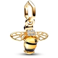 Colgante de abeja dorada con cristales blancos y rayas de esmalte amarillo y negro - Estilo Abeja Esmalte Dorado (028)