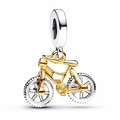 Squisito ciondolo a forma di bicicletta bicolore argento e oro per bracciali e collane DIY - Stile Ciondolo Bicicletta (013)