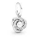 Charme nœud en argent avec zircons micro-pavés et perle blanche pour bracelets DIY - Nœud de Perle (038)