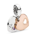 Pendentif coeur bicolore avec gravure In My et gemme violette pour bracelets charms - Gemme de Cœur Bicolore (037)