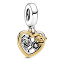 Charm ape in argento e oro con cuore a nido d'ape e zircone cubico scintillante - Stile Ape nido d'ape Cuore (016)
