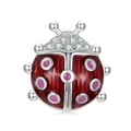Colgante de mariquita rosa en metal plateado y esmalte rojo para pulseras DIY - Estilo de Mariquita de Colores (003)