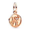 Roségoldener LOVE Herzanhänger mit Zirkonia-Einlage für DIY-Armbänder Halsketten - Roségold LOVE Charm
