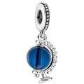 DIY globe charm in 925 silver finish with translucent deep blue bead for necklaces - Globe Model (001)