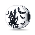 Abalorio de Halloween con castillo espeluznante y murciélagos para pulseras DIY - Castillo de Halloween Murciélago (004)