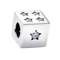 Charm a stella placcato argento con zirconi scintillanti per gioielli fai-da-te - Cubo Stella Argento (008)
