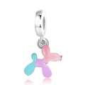 Silver balloon dog charm with colorful enamel in pink and purple for DIY bracelets - Standard Spec / Balloon Dog Design / 042