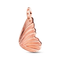 Eleganter roségoldener Schmetterlingsflügel-Anhänger mit strukturierten Streifen - Rose Gold Wing Charm