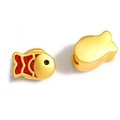 Abalorio de pez dorado mate con escamas de esmalte rojo para pulseras hechas a mano - Estilo de Pececito de la Suerte Mate (005)