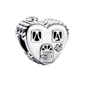 Silver heart house charm with black enamel door and butterfly design for DIY bracelets - House & Heart Shape Set