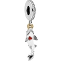 Colgante carpa koi de plata con esmalte blanco y corazón rojo para pulsera DIY - Estilo de Pez Koi con Diamantes de Imitación (008)