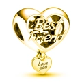 Ciondolo a cuore dorato con incisioni Best Friend e Love You per gioielli fai-da-te - Stile Doppio Cuore Migliore Amico Dorato (018)