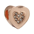 Charm de corazón en oro rosa con nueve circonitas blancas y detalle lateral naranja - Estilo Corazón Strass Oro Rosa (025)