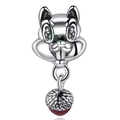 Cartoon squirrel silver pendant with red acorn charm for DIY charm bracelets - Cartoon Squirrel Acorn Style (009)