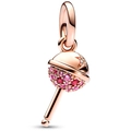 Colgante piruleta oro rosa con circonitas rosas y estrella para pulseras y collares - Estilo Piruleta Oro Rosa (027)