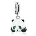 Panda-Anhänger mit schwarz-weißer Emaille und glitzernden Strasssteinen für Armbänder - Grünes Auge Pave Panda (029)