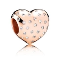 Rose gold heart charm bead with sparkling clear zircons for necklaces and bracelets - Rose Gold Pave Heart Charm Style (5278561255360)