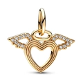 Ciondolo cuore dorato con ali d'angelo e pietre lucenti per bracciale fai-da-te - Stile Ala d'angelo Cuore Dorato (021)