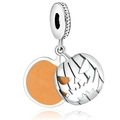 Silver Halloween Jack-o'-lantern charm with orange background for DIY bracelets - Halloween Pumpkin Hollow Charm (018-Dingli Accessories)