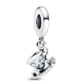 Abalorio de taza de té en plata con esmalte azul de estrella y luna para pulseras DIY - Estilo Taza de Té Luna Estrella Plata (030)