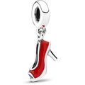 Luxurious red enamel high heel pendant with silver ring clasp for custom jewelry - Red Silver High Heel (034)