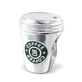 Charm a forma di tazza di caffè in argento con logo verde per bracciali fai-da-te - Tazza Lettera COFFEE (019) / 1 Pezzo/Confezione