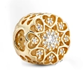 Golden hollow floral bead charm with sparkling zircon inlay for DIY charm bracelets - Gold Hollow Floral Heart Style (5278561255364)
