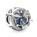 Celestial blue enamel bead with space shuttle and star charms in silver finish - Astronaut Planet (009)