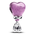 Ciondolo a cuore viola scintillante con fiocco d'argento e scarpine per bracciali - Stile Scarpa da Neonato Cuore Viola Chiaro (025)