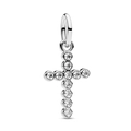Silberner Kreuzanhänger mit 11 funkelnden Kristallen für Armbänder und Halsketten - Silber Eingelegtes Kreuz-Stil (Z-016)