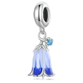 Colgante de flor de campanilla con esmalte azul degradado y base de metal plateado - Estilo Campanilla Degradado Azul (033)