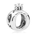 Silver crown charm with heart patterns for DIY jewelry bracelets and necklaces - Silver Crown O Charm (044)