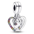 Ciondolo cuore puzzle arcobaleno in argento sterling con cristalli colorati lucidi - Cuore Puzzle (015)