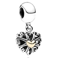 Two-tone hollow heart charm bead in silver and gold for DIY bracelet necklaces - Gold Silver Two-Tone Hollow Heart Style (5278561255368)