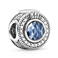 Sparkling blue star charm for DIY bracelets with faceted gemstone and pavé-set zircons - Crown Blue Sapphire (013)