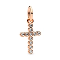 Eleganter roségoldener Kreuzanhänger mit runden Zirkoniasteinen für DIY-Armbänder - Roségold Eingelegtes Kreuz-Stil (Z-018)