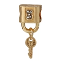 Ciondolo a lucchetto a cuore dorato con cristalli e incisione LOVE - 010: Lucchetto Quadrato Oro con Chiave a Lettera