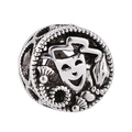 Vintage smiling mask charm with hat design in silver finish for beaded bracelets - Vintage Mask Bead (#9)